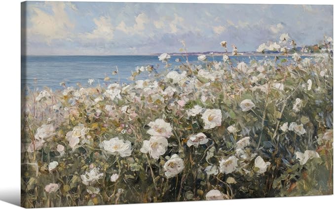 Nature Landscape Wall Art Coastal Wildflower Poster 16X24 inch Framed French