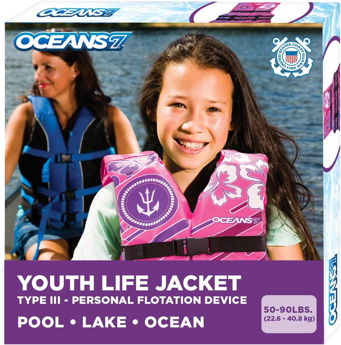 Oceans 7 Life Jacket - US Coast Guard Approved Infant & Youth Vest | Type II & III Personal Flotation Device