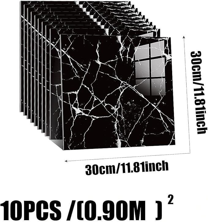 10pcs Peel and Stick Tile Shower Waterproof Marble Tiles Wall Panels,