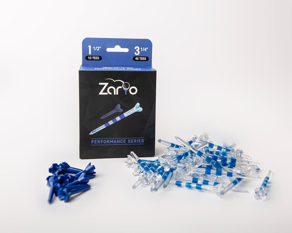 Zario Golf Tees - Durable 3 1/4 Inch Combo with 1 1/2 Inch Par 3 Tees - Unbreakable Design, Multiple Colors