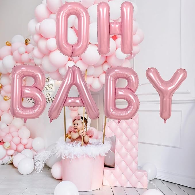 Q Letter Balloon Pastel Pink, 40 Inch Alphabet Foil Word Balloons, Big Inflatable Light Pink Balloon Letter Q, XXL Helium Custom Letter Balloons Baby Pink for Girl Birthday Party Decoration Supplies