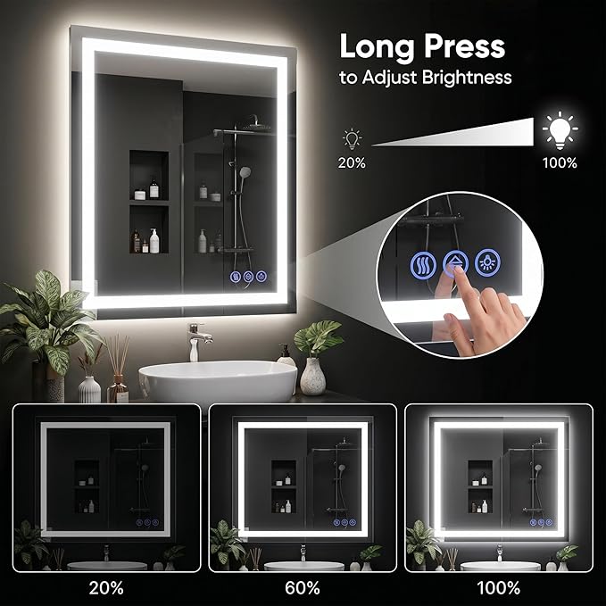 Antok 30"x 36" LED Bathroom Mirror