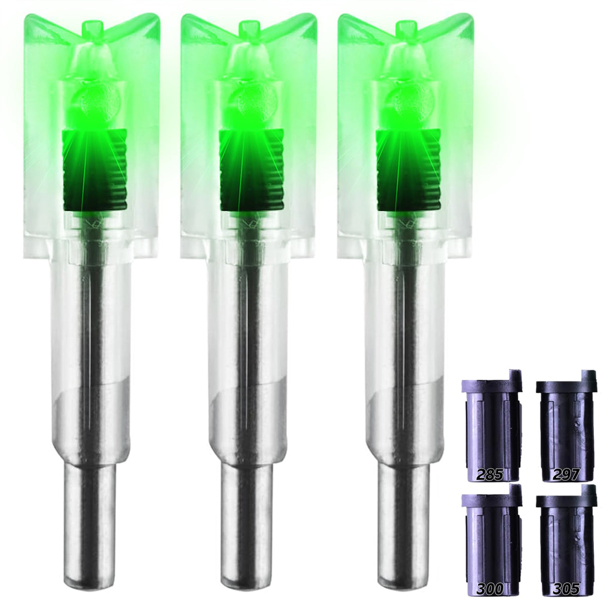 KEAUP 6/3 Pack Lighted Nocks for Crossbow Bolts with .285”/.297”/.300”/.305” Bushings High-Visibility Crossbow Lighted Nocks, On/Off Switch Included