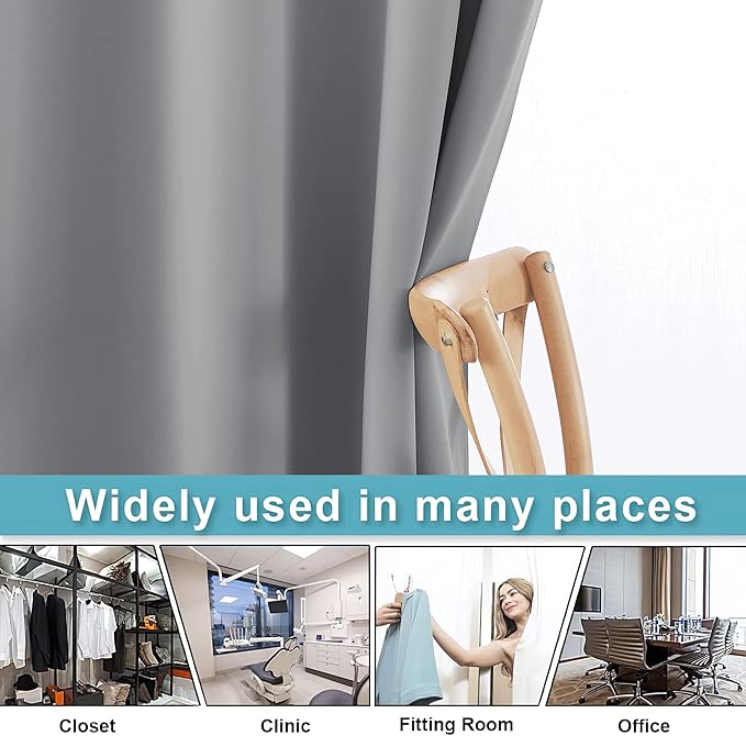 RYB HOME Portable Room Divider Curtains Energy Saving Noise Reducing Drapes
