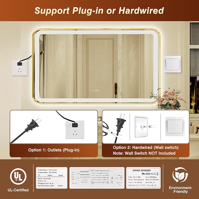 36x60 Inch LED Bathroom Mirror