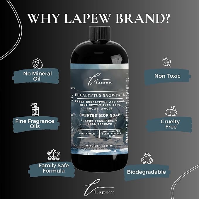 Lapew Eucalyptus Snowfall Bundle – Carpet Deodorizer Powder & Scented Mop Soap Set – Odor Eliminator for Pet-Friendly Homes