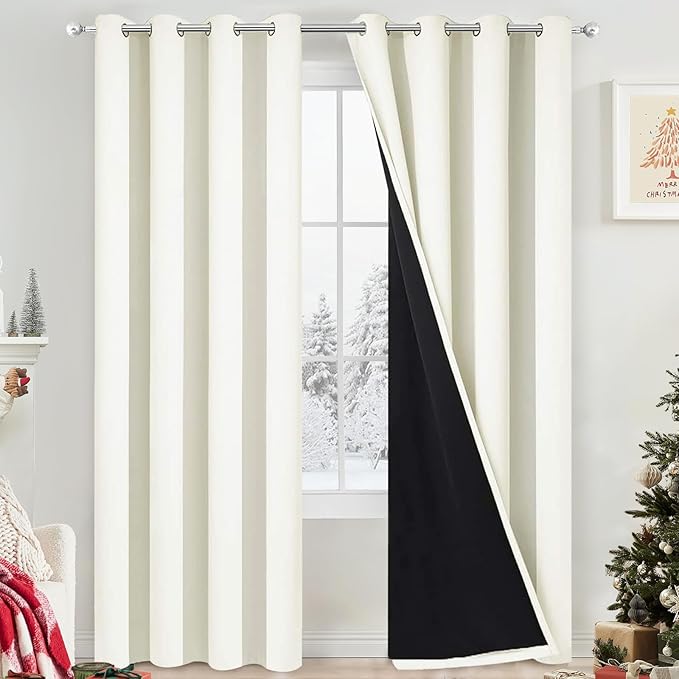 Yakamok 100% Cream Blackout Curtains