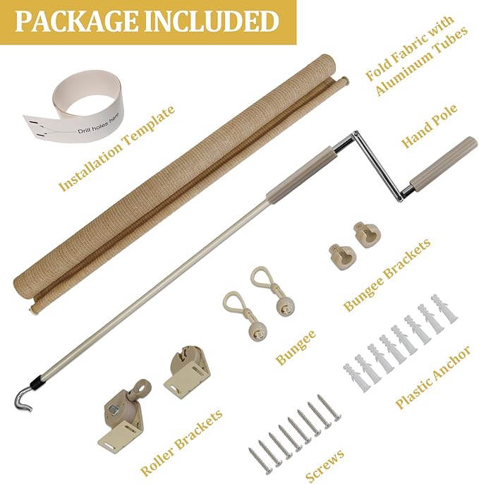 Shade&Beyond Outdoor Roller Shades 4' W x 8' H Cordless Patio Roll Up Blinds