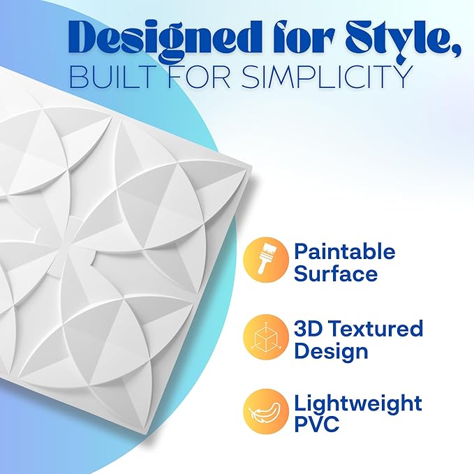 Art3d 12-Pack PVC Drop Ceiling Tiles, 2ft x 2ft, Floral Style