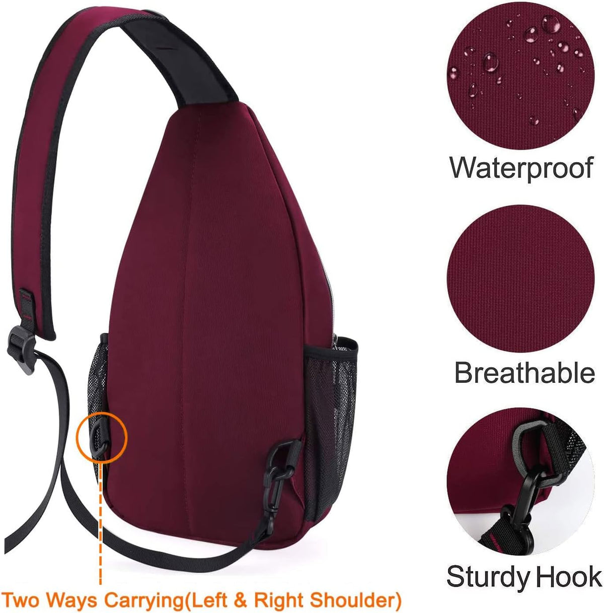 MOSISO Rope Sling Backpack (Up to 13 inch), Multipurpose Crossbody Chest One Shoulder Outdoor Travel Hiking Daypack, Black