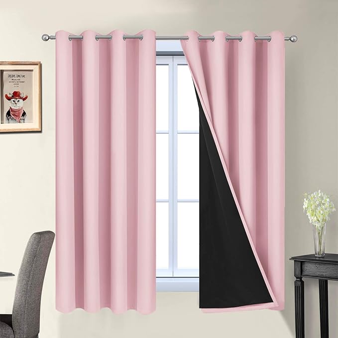 Yakamok 100% Blackout Curtains Energy Saving Thermal Insulated 2 Thick Layers