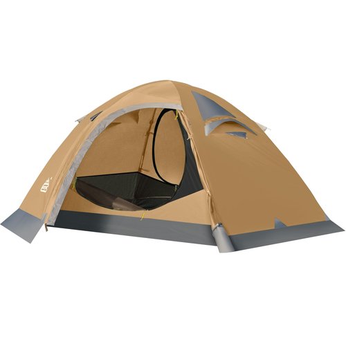 Camppal 2 Person Backpacking Tent, Waterproof 4 Season Tent, Windproof Rainproof Cold Weather Winter Tent for Camping, Hiking, Hunting, Motorbiking, Cycling - Khaki