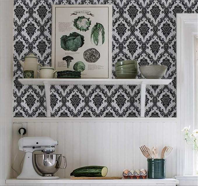17.7" x 78" Peel and Stick Wallpaper Black Wallpaper