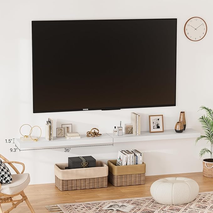 Heimlove Floating Shelves for Wall 36 Inches Long, 9.3" Deep White Floating