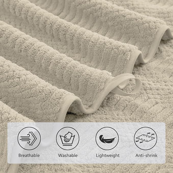 8 Piece Oversized Bath Towels Set Camel,2 Extra Large Bath Towel Sheets,2 Hand Towels and 4 Washcloths 600 GSM Highly Absorbent Quick Dry Towels Set for Bathroom Hotel