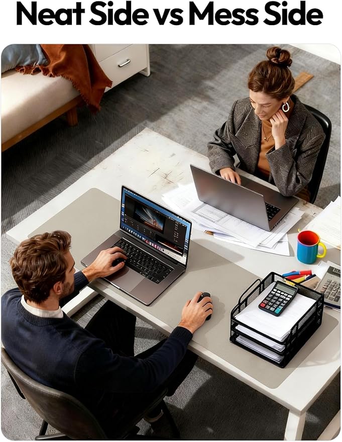 YSAGi Leather Desk Pad Protector, Office Desk Mat, Large Mouse Pad, Non-Slip PU Leather Desk Blotter, Laptop Desk Pad, Waterproof Desk Writing Pad for Office and Home (Olive Beige, 35.4" x 17")