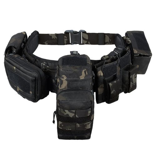 CrogaGear Tactical Belt Quick Release Adjustable Molle for Law Enforcement 7 in 1 Set (BlackCP)
