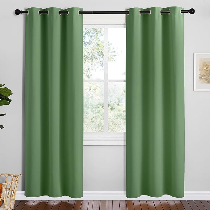 NICETOWN Froest Green Blackout Curtains 72 inches Length
