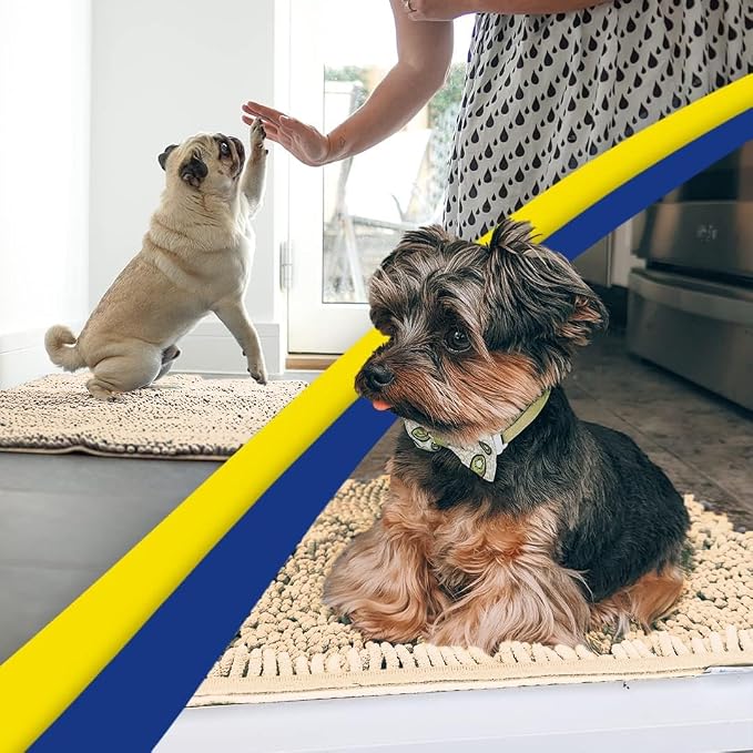 Muddy Mat® | Super Water Absorbent Door Mat Indoor, Microfiber Quick Dry Chenille Entryway Rug, Slip Resistant Front Door Mat, Indoor Mats for Entryway, Machine Washable Pet Rug, Beige 20" x 33"