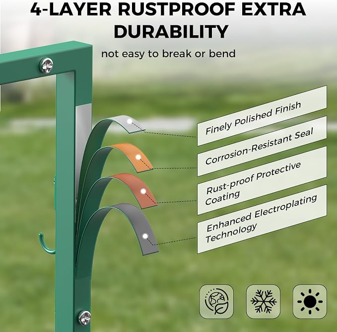 Garden Hose Holder with 2 Tool Hooks Heavy-Duty Freestanding Water Hose Holder Holds 160Ft Hoses, Rustproof Freestanding Hose Stand with 4 Spikes Hose Hanger Storage Rack for Outside, Yard, Lawn