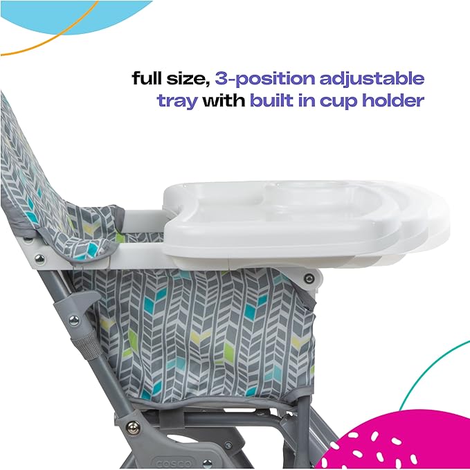 Cosco Kids Highchair for Baby, Simple Foldable High Chair, Convenient, Lightweight, and Compact Design, Posey Pop