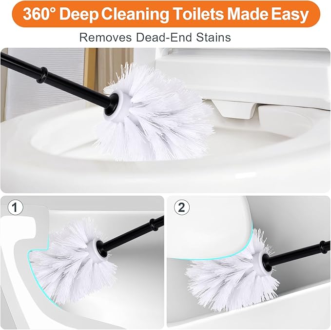 Toilet Brush Holder Set for Bathroom Super Cute Dog Base Solidly Toilet Bowl Brush and Holder Flexible and Durable Style Stylish Toilet Cleaner Brush Saving Storage Space Toilet Brushes for Bathroom