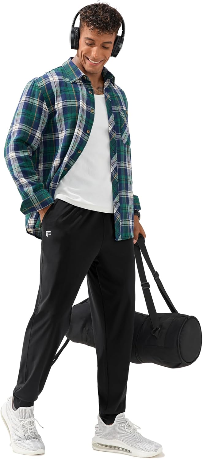 Skiennix Men's Joggers - Lightweight Athletic Sweatpants with Zipper Pockets for Gym & Hiking