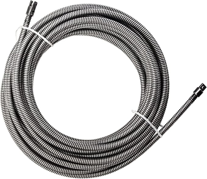 POPULO 100FT Drain Cleaner Replacement Cable – 3/8 Inch Solid Core Cable for 1.5" to 3" Pipes – Compatible with POPULO 100FT Drain Cleaning Machine