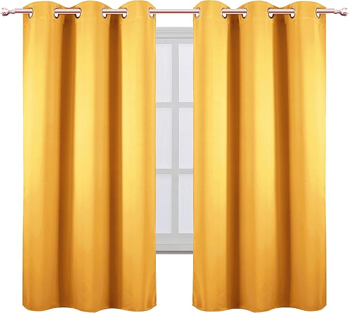 LEMOMO Yellow Thermal Blackout Curtains/38 x 63 Inch/Set of 2 Panels Room