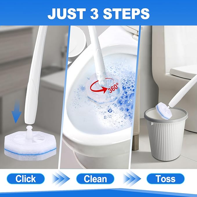 200 Count Disposable Toilet Brush,Toilet Cleaner Wand Refills Compatible with Most Toilet Brushes- No Falling Apart, Fresh Fragrance，4X Cleaning Power，Bathroom Cleaning.