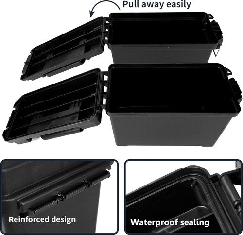GUGULUZA Ammo Cans - Lockable Waterproof Storage Containers | 2-Pack Field Boxes for Hunting Gear