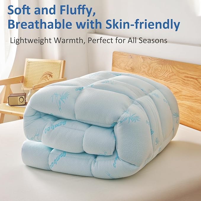 Favorland Mattress Topper Full Size - Cooling Extra Thick Breathable Viscose Made from Bamboo Mattress pad - Soft Quilted Fitted Mattress Cover with 900 GSM Down Alternative Fill (8-21”Deep Pocket)