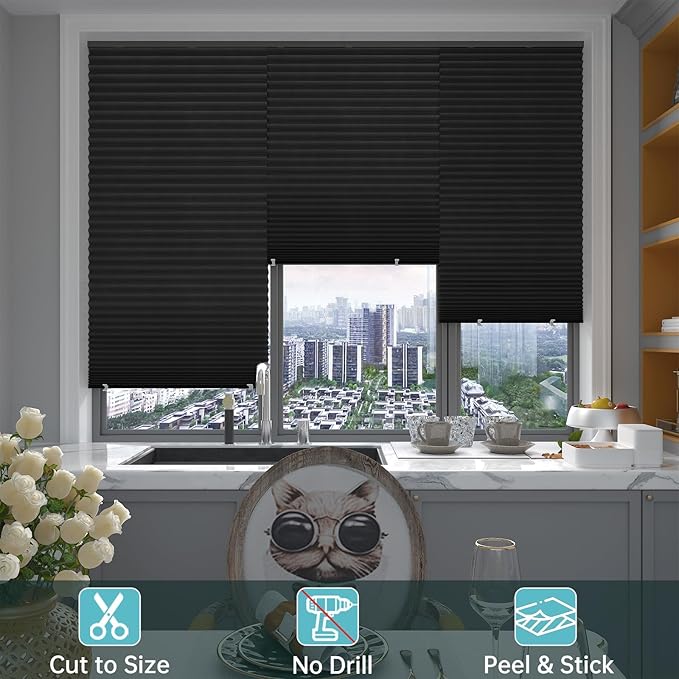 Changshade 12 Pack Temporary Shades, Pleated Paper Blinds