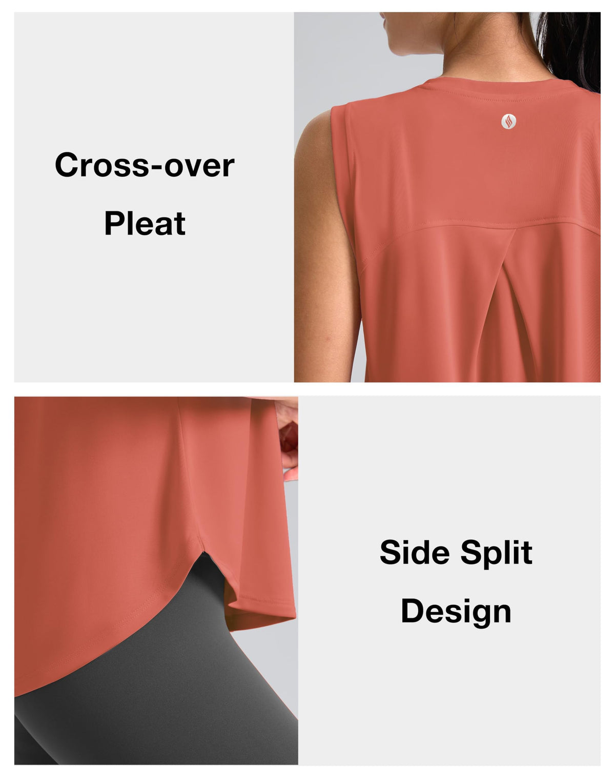 SANTINY Women's Sleeveless Workout Tops Breathable Lightweight Active Tennis Yoga Shirts Athletic Running Tank Tops for Women (Coral_S)