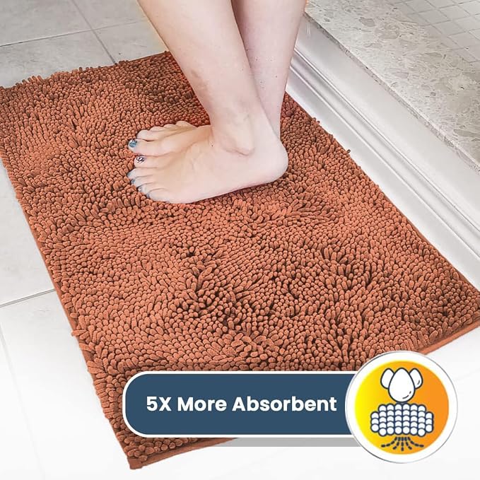 Muddy Mat® | Super Water Absorbent Door Mat Indoor, Microfiber Quick Dry Chenille Entryway Rug, Slip Resistant Front Door Mat, Indoor Mats for Entryway, Machine Washable Pet Rug, Peach 16" x 24"