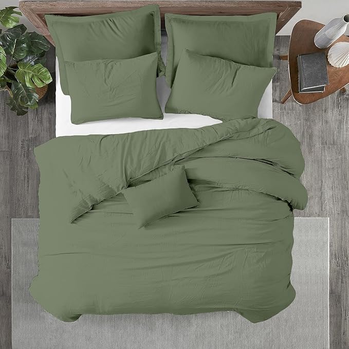 Kotton Culture 120"x120" 3 Pc Super King Plus/Super Oversize King Duvet Cover Set 100% Egyptian Cotton 600 TC Comforter Cover Zipper Closure & Corner Ties -Fits Only Extra Large Inserts -Sage Green