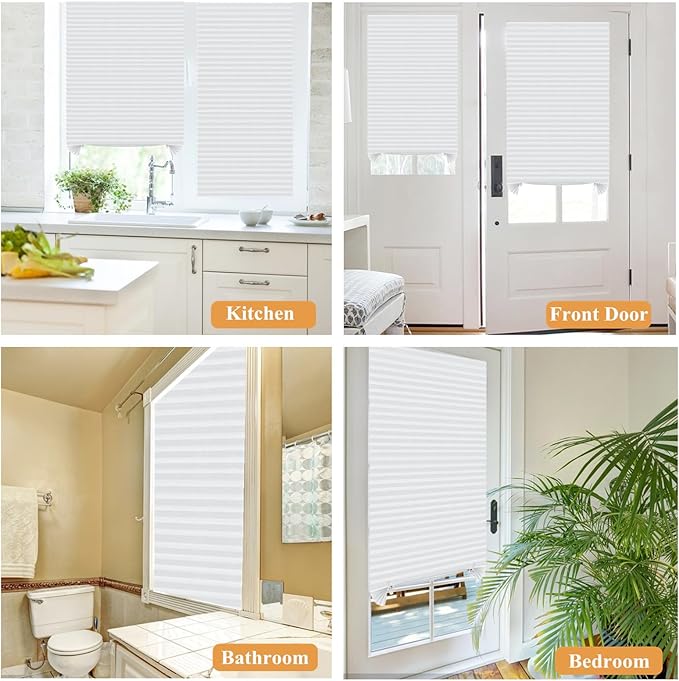 Window Blinds Cordless No Drill Cut to Size Clip On Stick On Self Adhesive