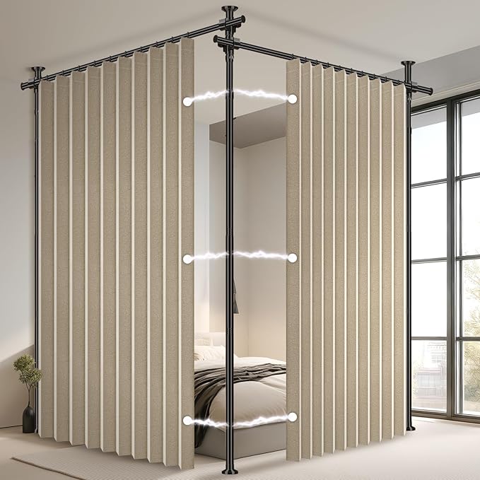 100% Blackout Room Divider Curtains Sets Beige W100 x L96 in, 2 Panels Curtain