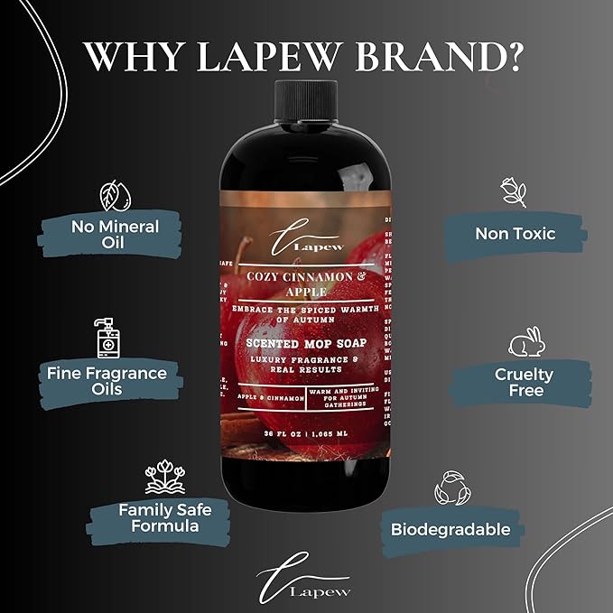 Lapew Cozy Cinnamon Apple Bundle – Carpet Deodorizer Powder & Scented Mop Soap Set – Odor Eliminator for Pet-Friendly Homes