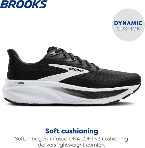 Brooks Men's Ghost 17 Running Shoes - Lightweight Comfort for Neutral Runners | Black/White