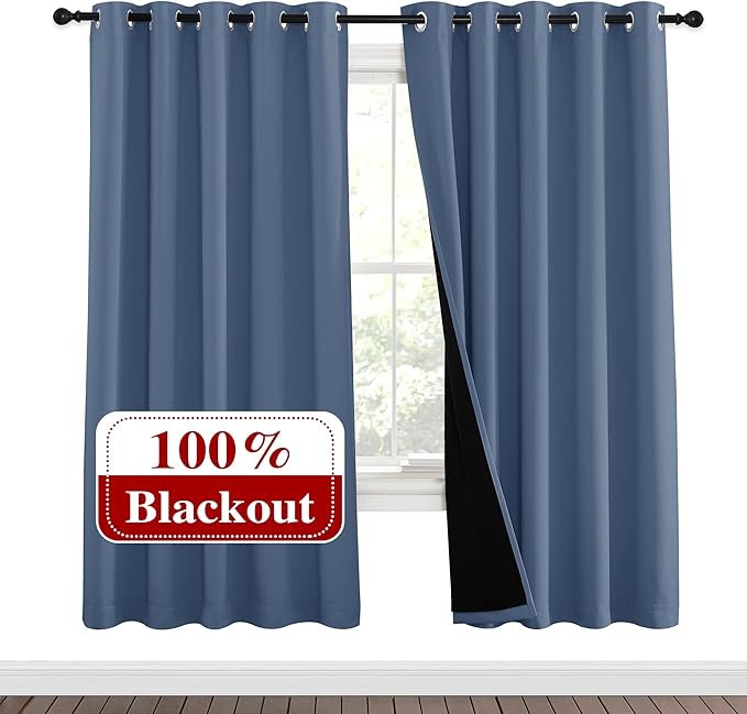 NICETOWN Full Shade Curtain Panels 72 inches Long, Pair of Energy Smart & Noise