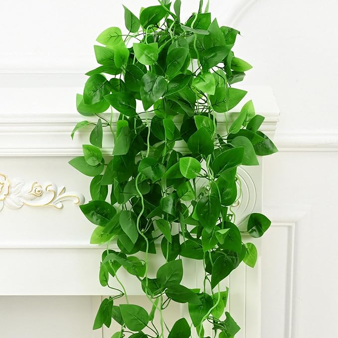 BLEUM CADE 8Pcs Fake Hanging Plants, 9 Branch Artificial Hanging Plant