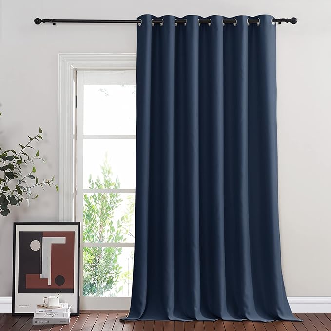 NICETOWN Blackout Navy Blue Curtain 102 inches Long, Grommet Thermal Insulated