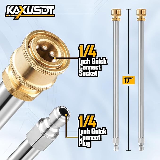 Pressure Washer Extension Wand, 2 Pack 17Inch Heavy Duty Stainless Steel Power Washer Extension Wand with 1/4" Quick Connect, Fits Most Pressure and Power Washers