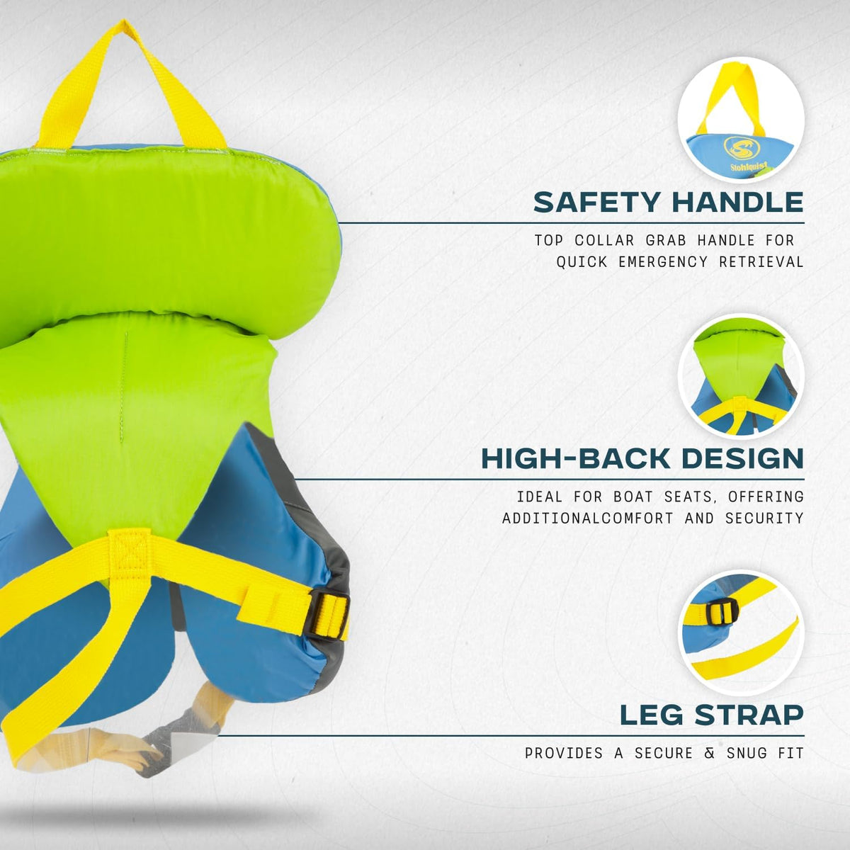 Stohlquist Infant Life Jacket - US Coast Guard Approved Type II Vest for Babies (20-30 lbs) | Support Collar & Grab Handle