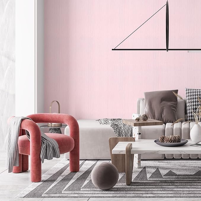 Pink Grasscloth Peel and Stick Wallpaper Texture Contact Paper A Set of 15.7" X
