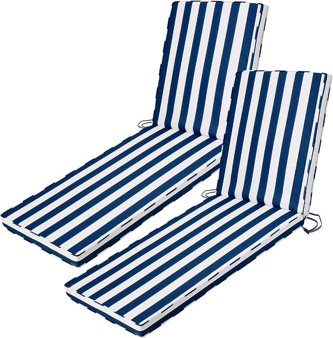 Outdoor Chaise Lounge Cushions for Patio, 72"x22"x3" Lounge Chair Cushions Set of 2, Waterproof Replacement Seat Cushions for Outdoor Furniture