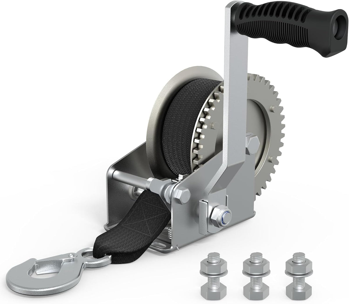 Skiennix Boat Trailer Winch - 1600 LB Heavy Duty Manual Winch with 26FT Strap & Hook
