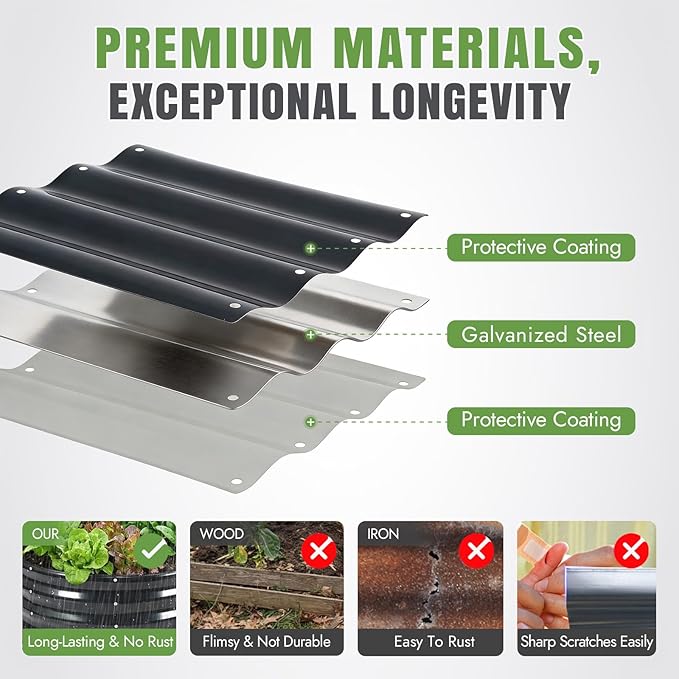 INNO STAGE Galvanized Raised Garden Bed, 8x3x1FT Oval Metal Raised Garden Beds for Vegetables, Rust-Resistant & Easy Assembly, Outdoor Planter Box for Gardening, Flowers, Herbs (Grey)