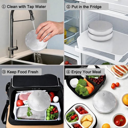 kerayapa 2 Packs Stainless Steel Ice Packs for Lunch Boxes - Reusable Quick Freeze Packs for Cooler, Bento, Lunch Bags - Long Lasting Cooling Ice Packs for Camping, Fishing, Picnics and Travel